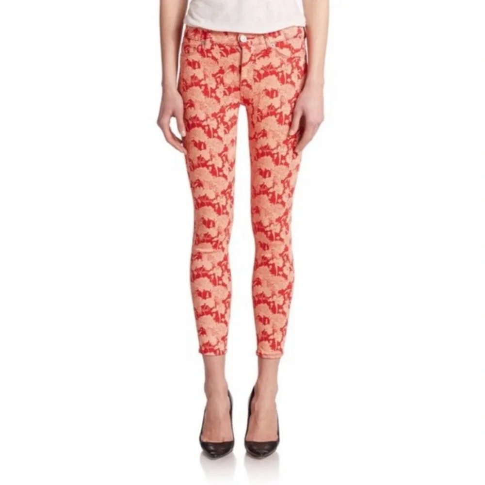 Hudson Flowered Nico Midrise Ankle Super Skinny
